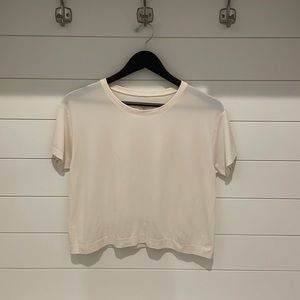 Athleta Short Sleeve Crop Top | Off White | Size Small